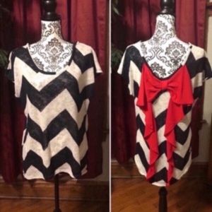 Moa Moa - Red White & Blue Tee with Bow Detail